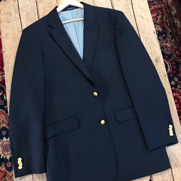 Tommy Hilfiger Wool Navy  Blazer Brass Buttons 44L - Picture 4 of 6
